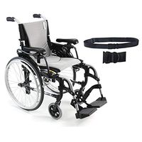 Karman S-Ergo 305 Ultra Lightweight Ergonomic Wheelchair | Adjustable Seat Height | Seat Size 18" X 17" | Frame Color Pearl Silver & Free Black Wheelchair Seatbelt!