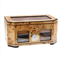 Zyyqt Cedar Cigar Box, Can Hold 50 Cigar Double Layer with Humidifier and Hygrometer Large Capacity Cedar Wood Lined Glass Sunroof Cigar Cabinet