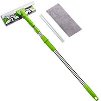 Professional 3-in-1 Window Squeegee with Scrubber -Extendable Microfiber Window Scrubber Cleaner Brush Washing Kit Tools 180°Rotatable Window Cleaning Squeegee for high Window,Car Glass,and Auto