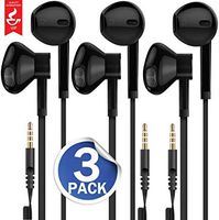 Ultimate-Audio 3-PACK In-Ear Headphones Noise Cancelling Earbuds Earphones with 3.5mm Stereo Mic &Remote Control Compatible with iPhone iPad iPod Samsung Galaxy & More Android Smartphones, PC - Black