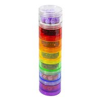 GMS 7 Day Stackable Pill Organizer for Medications, Vitamins, and Supplements | Includes 2 Lids and 7 Day Adhesive Labels | Small (Rainbow) 6 3/4 Inches in Height, 1 5/8 Inches in Diameter