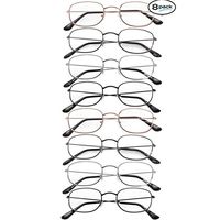 Reading Glasses 8 Pairs - Readers for Men and Women, Round Metal Frame, [+4.00]