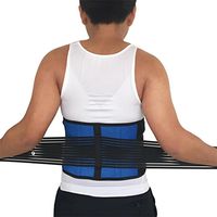 Adjustable Lumbar Lower Back Support Brace Deluxe Neoprene Double (3XL, Blue with Black)