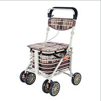 Portable Medical Walker with Adjustable Height,Transport Rollator Walker with Seat and Wheels,Foldable Supermarket Cart for Seniors (Color : A)