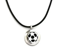 Soccer Boys/Girls Essential Oil Diffuser Necklace-Black Leather- 18-20"