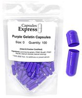 Capsules Express- Size 0 Purple Empty Gelatin Capsules 100 Count - Kosher and Halal Certified - Gluten-Free Pure Bovine Gelatin Pill Capsule - DIY Powder Filling