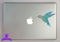 Overly Attached Decals Humming Bird in Flight Specialty Vinyl Decal Sized to Fit A 13" Laptop - Silver Metal Flake
