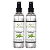 EuroSpa Aromatics Pure Eucalyptus Oil ShowerMist and Steam Room Spray, All-Natural Premium Aromatherapy Essential Oils - Menthol Infused, 8oz, 2 Pack