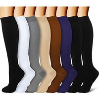 Bluemaple Compression Socks for Women and Men, Best for Running, Athletic Sports, Crossfit, Flight Travel, Suits Nurses, Maternity Pregnancy, Shin Splints, Below Knee High, Assorted 1-S, 6 Pairs