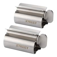 Toothpaste Tube Squeezer - Set of 2 Toothpaste Squeezer Rollers, Metal Toothpaste Tube Wringer Seat Holder Stand XYKEEY