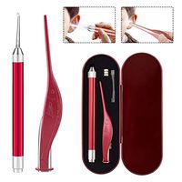 Ear Wax Removal Tool with Lights, Ear Cleaner Kit for Humans with Earwax Spoon and Ear Tweezer for Men Women Kids(Red)