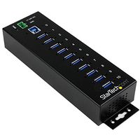 StarTech.com 10 Port USB 3.0 Hub - Industrial Grade - ESD/Surge Protection - Powered & Mountable USB Expander Hub (ST1030USBM)