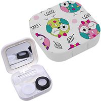 Portable Contact Lens Case Box Travel Kit Mirror + Bottle + Tweezers Container Holder [ Owl Patter ]