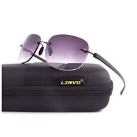 LINVO Bifocal Reading Sunglasses Rimless Sports Style Outdoor Sun Readers Men Women