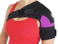 Shoulder Brace Support by Strong AID. for Rotator Cuff Pain AC Joint Dislocated Frozen Tear Injury Adjustable Compression Stability Sleeve (Purple, S-M)
