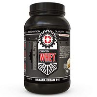 Driven WHEY- Grass Fed Whey Protein Powder: Delicious, Clean Protein Shake- Improve Muscle Recovery with 23 Grams of Protein with Added BCAA and Digestive Enzymes (Banana Pie, 2 lb)