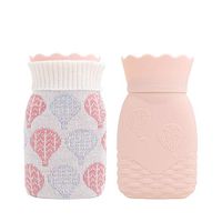VAlinks Microwave Heating Bottle Environmental Silicone Transparent Hot Water Bag with Knit Cover, Hot & Cold Therapies-Gift for Birthday, Christmas, Valentine's Day, Gift Exchange Party (Pink)