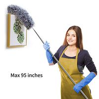 Jolitac Microfiber Duster with Extension Pole, High Reach Dusting Kit 95 inches, Bendable Washable Duster Cleaning Kit for Roof, Ceiling Fan, Blinds, Cobwebs, Baseboards
