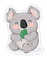 JS Artworks Cute Koala eats Eucalyptus Vinyl Bumper Sticker Decal