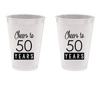 50th Birthday Frost Flex Plastic Cups - Cheers to 50 Years (10 cups)