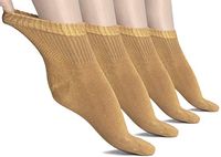 Hugh Ugoli Lightweight Women's Diabetic Ankle Socks Bamboo Thin Socks Seamless Toe and Non-Binding Top, 4 Pairs, Hazel, Shoe size: 6-9
