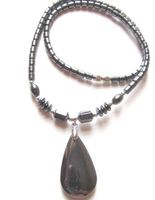 Healing Hematite Necklace with Big Tear Drop