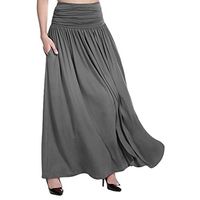 EDC Women's High Waist Pleated Skirts with Pocket Vintage Casual Professional Office Maxi Skirt (XXL, Dark Gray)