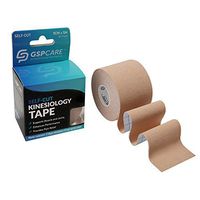 GSPCARE Kinesiology Sports Tape,2" x 5 Yards，Self-Cut,Highly-Elastic, Water Resistant,Breathable,Provides Pain Relief, Latex Free (Beige)