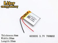 3.7V 700mAh 603035 Lithium Polymer Ion Rechargeable Battery Lithium Polymer Li-Po Battery for MP4 GPS MP3 Bluetooth Stereo DIY Gift