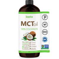 Keto Certified MCT Oil - Flavorless Non GMO Project Coconuts - Paleo & Gluten Free Certified - Kosher - Halal - BPA Free 32oz