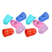NUOBESTY 10pcs Finger Thumb Picks Guitar Finger Protectors Silicone Finger Guards for Ukulele Electric Guitar Starter Gift Random Color
