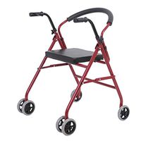 4-Wheeled Walker with Sponge Cushion, Rolling Walker with Detachable Backrest for Easy Carrying, Adult Walker Anti-Slip and Shockproof, Suitable for The Elderly and Disabled,A