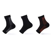3 Pairs Compression Foot Sleeves for Men & Women, Plantar Fasciitis Socks with Arch Support for Heel Pain Relief and Swelling Eases (S / 6-8inch)