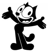 Cat Felix Standing - Vinyl 5" Tall (Color: Black) Decal Laptop Tablet Skateboard car Windows Stickers