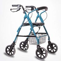 Mobility Drive Walking Aids 4 Wheels Foldable, Rollator Walker with Double Brake System, Medical Rolling Walker 4 Height Adjustable Used for Seniors Walking,Blue