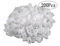 XLX 200pcs White Nylon R-Type Cable Clamp Fastener for 1/8 Inch (3.2mm) Dia Wire Tube ( Plastic Wire Cord Clip Fixer )