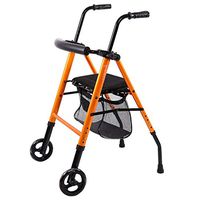 HL Walkers for Seniors, Walkers Walking Aids for The Elderly Shopping Carts Shopping Carts with Wheels with Folding Folding Two-Wheeled Carts Four-Legged Walking Sticks Orange