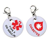 Type 2 Diabetes on Insulin with Blood Drop Medical ID Bracelet Charm-Parent (Stainless Steel),XX18