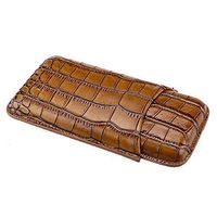 Lxc Smoking Set/Cigar Humidor Leather Cigar Tube Can Accommodate 3 Cigars Travel Portable Cigarette Case with Cigar Scissors Men's Gift Box Brown Mute