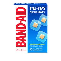 Band-Aid Brand Tru-Stay Clear Spots Discreet First Aid and Wound Care for Minor Cuts and Scrapes, All One Size, 50 Count (Pack of 6)