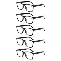 Reading Glasses Women Men 5 Pack Spring Hinge Rectangular Readers Quality Fashion Glasses (5 black, 1.5)