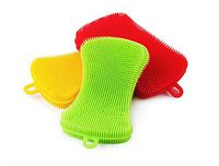 YASSUN Multi-Functional Silicone Kitchen Sponge Brush decontamination wash Pot Brush Cleaning rag Insulation pad, Pack of 4