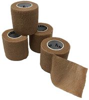 Self-Stick Wrap - 4-Pack - Flexible Non-Stick, Self-Adherent, Pressure Wrap Gauze Bandage - Latex-Free - Large Roll (15 feet Long and 2 inches Wide) (Beige/Tan)