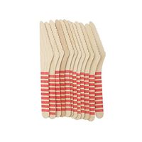 Youmewell Disposable Wooden Cutlery Compostable Wooden Knives Red Striped 36 Count