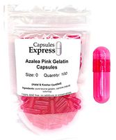 Capsules Express- Size 0 Azalea Pink Clear Empty Gelatin Capsules 100 Count- Kosher and Halal Certified - Gluten-Free Pure Bovine Gelatin Pill Capsule - DIY Powder Filling