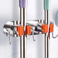 LLJEkieee Wall Mounted Mop Organizer Holder 304 Stainless Steel with Hook Brush Broom Hanger Storage Rack -not Hurt The Wall-Free Punching, no Rust, no Blackening