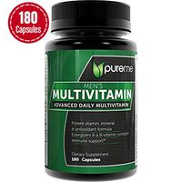 Pureme Men's Daily Multimineral/Multivitamin Supplement -  Vitamins A C E D B1 B2 B3 B5 B6 B12. Potent Vitamin Mineral and Antioxidant Formular for Heart and Immune Health. 180 Capsules