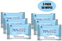 Alcohol Detergent Wipes (5Packs,50Wipes),Easy to Carry,Large Wet Wipes(8"x6"),75% Soft Alcohol Wipes for All-Purpose Cleaning Home Use