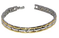 Gold and Silver Magnetic Therapy Link Fashion Bracelets for Men and Women, Healing Magnets for Sports, Golf, Hairstylist, Arthritis, Carpal Tunnel (Gold and Silver, 8.75 Inches)