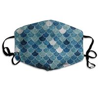 Cute Fashion Reusable Earloop Half Face Dust Proof Mouth Facial Protection Washable Outdoor Sports Cloth Face Facial Protection Black Mouth for Pollen Dust Mermaid Fish Scales